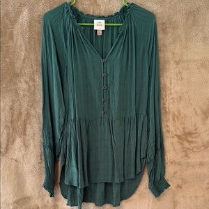 Knox Rose Forest Green Button-Down Blouse